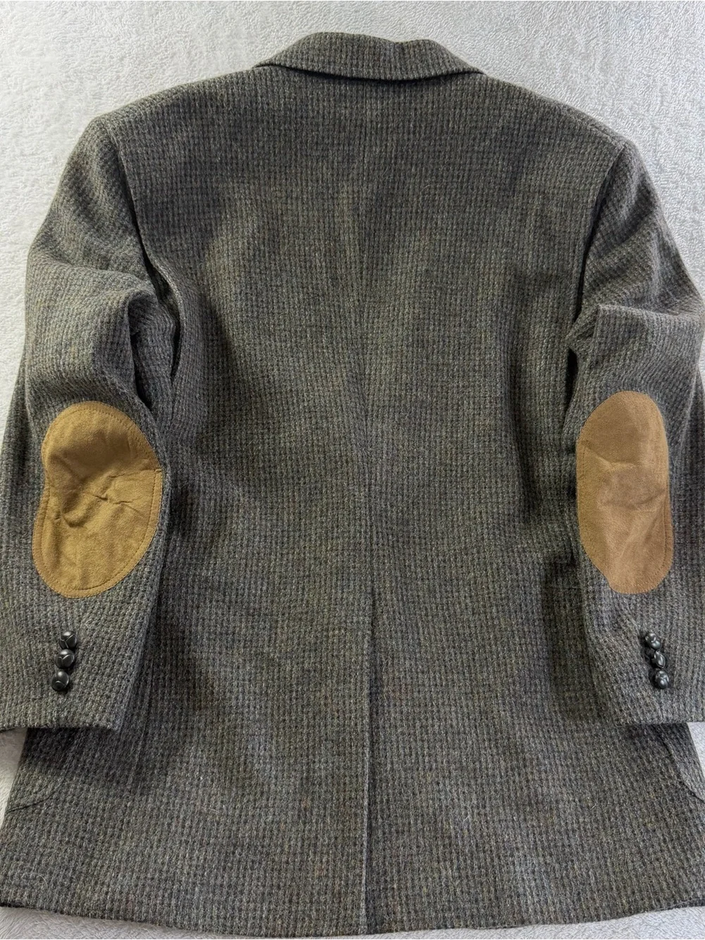 Pendleton Virgin Wool Tweed Sport Coat Men 40 Suede Elbow Patches 90s OliveBrown
